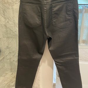 Tory Burch black wax coated jeans. Straight/ankle cut